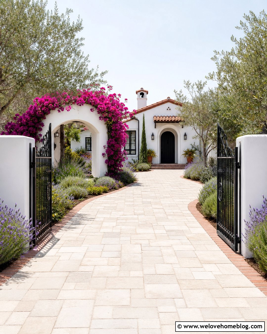 Spanish Driveway Gate With Bougainvillea - 20 Spanish Driveway Gate Ideas
