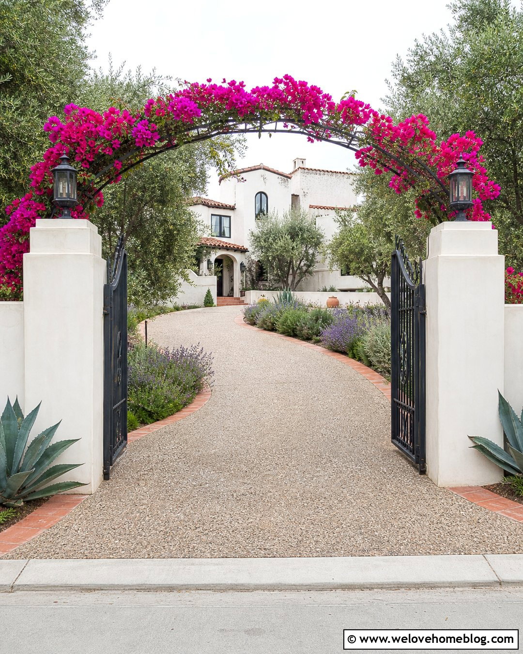 Spanish Style Driveway Gate With Bougainvillea - 20 spanish style home driveway gate ideas