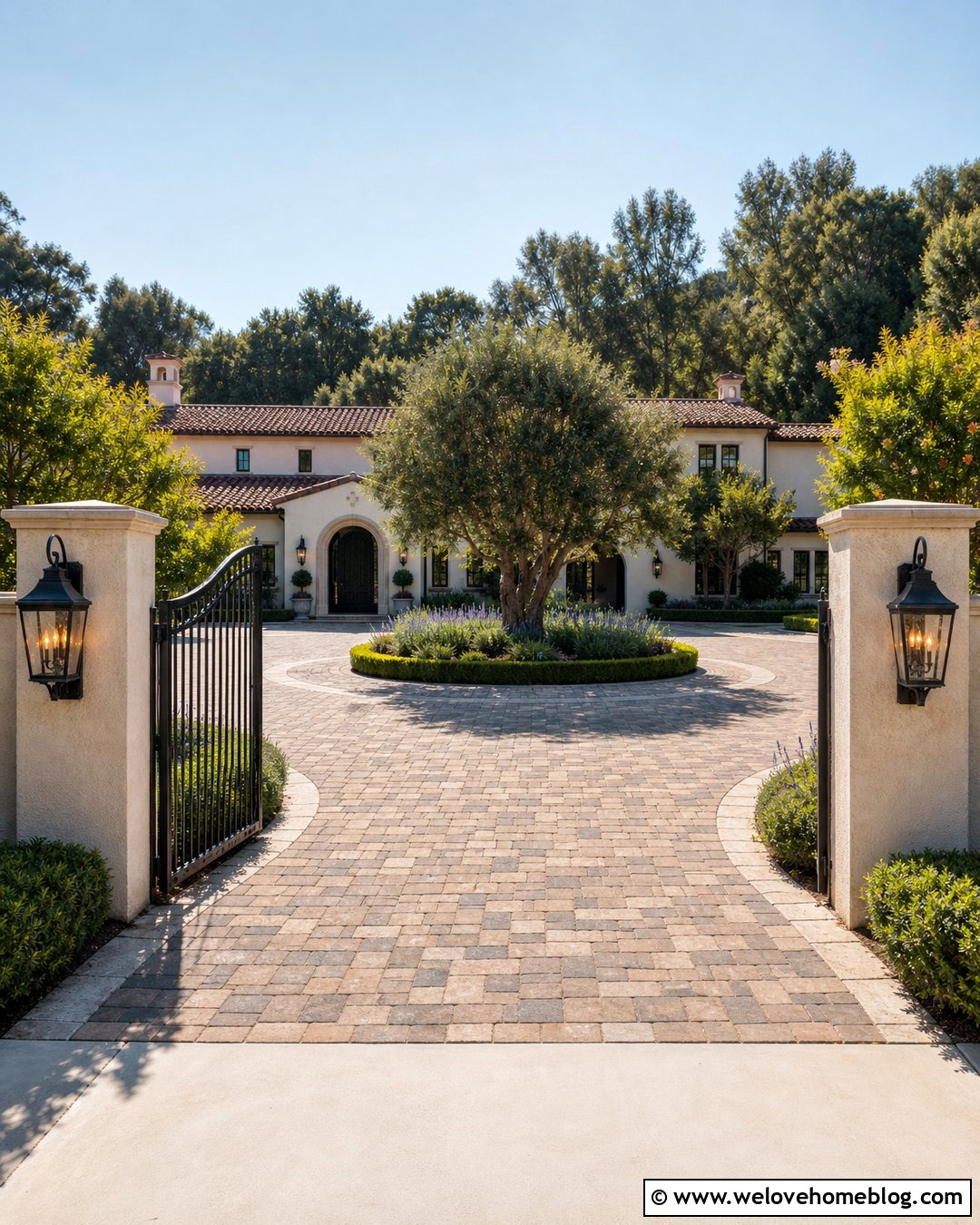 Spanish Style Driveway Gate With Lantern Pillars - 20 spanish style home driveway gate ideas