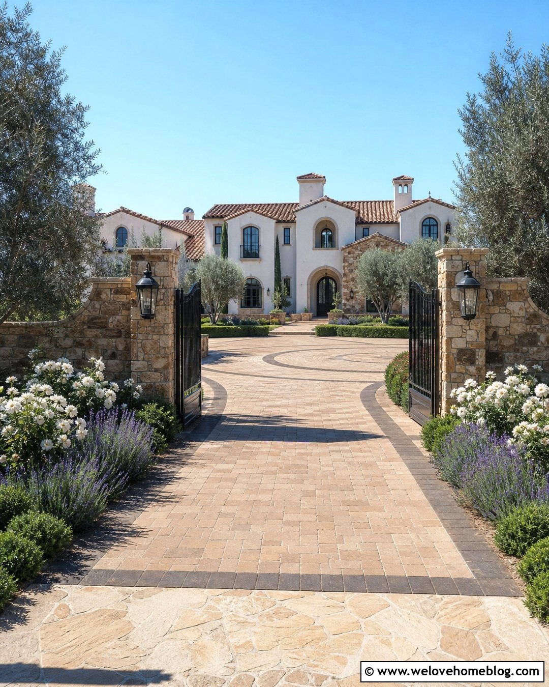 Spanish Style Driveway Gate With Stone Columns - 20 spanish style home driveway gate ideas