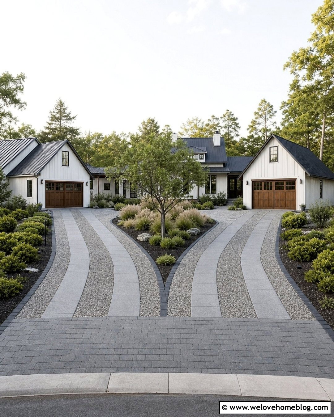 Split Double Ribbon Driveway For Two Garages - 20 double ribbon driveway ideas