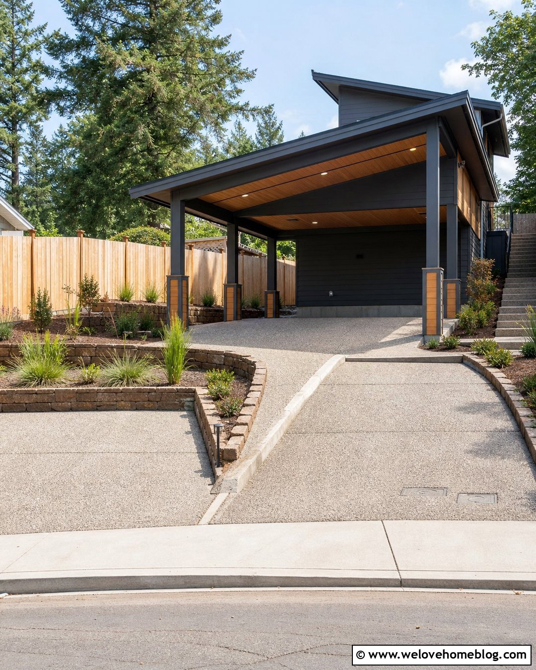 Split Level Carport on a Sloped Driveway - 20 carport sloped driveway ideas