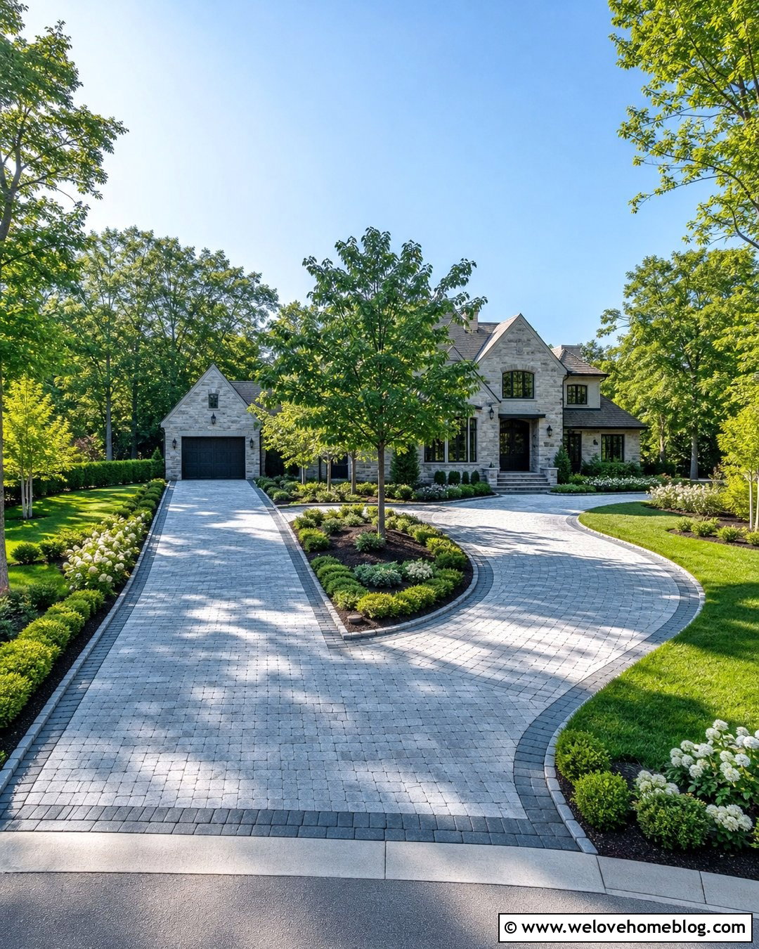 Split Luxury Driveway With Separate Parking - 45 Luxury Driveway Ideas
