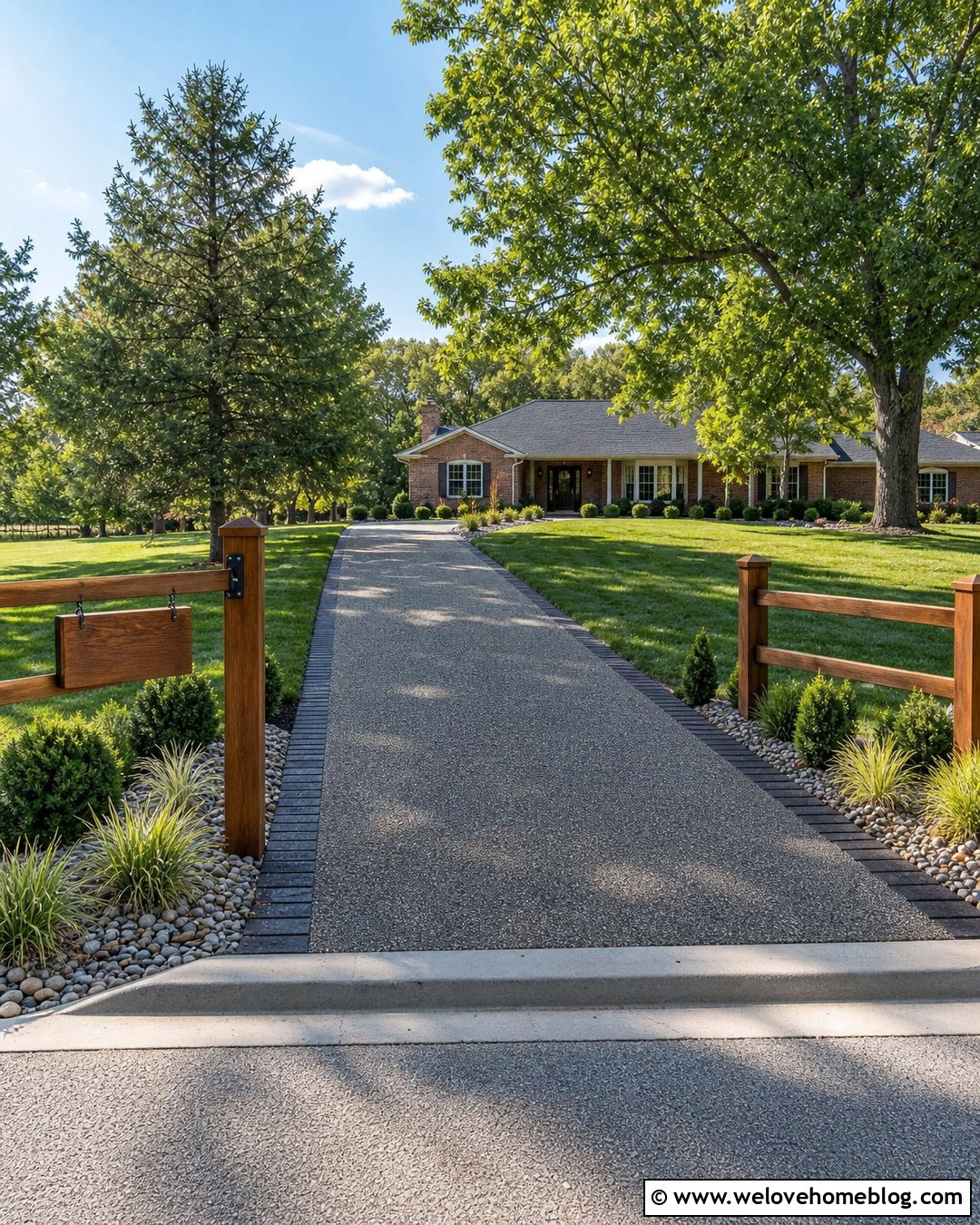 Split Rail Driveway Entrance With Address Sign - 20 Split Rail Driveway Entrance Ideas