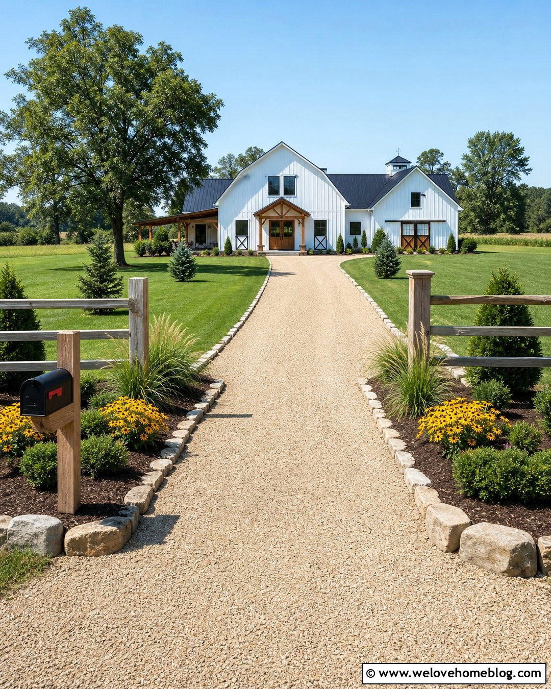 Split Rail Fence Driveway Entrance - 35 End Of Driveway Landscaping Ideas