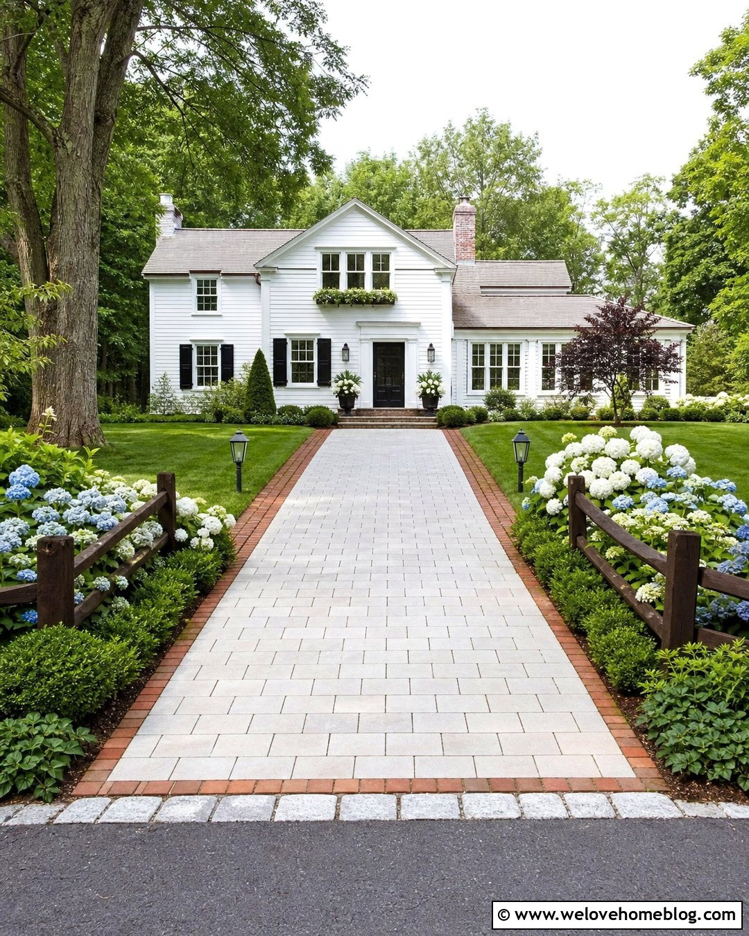 Split Rail Fence Driveway With Hydrangeas - 25 Driveways Split Rail Fence Ideas