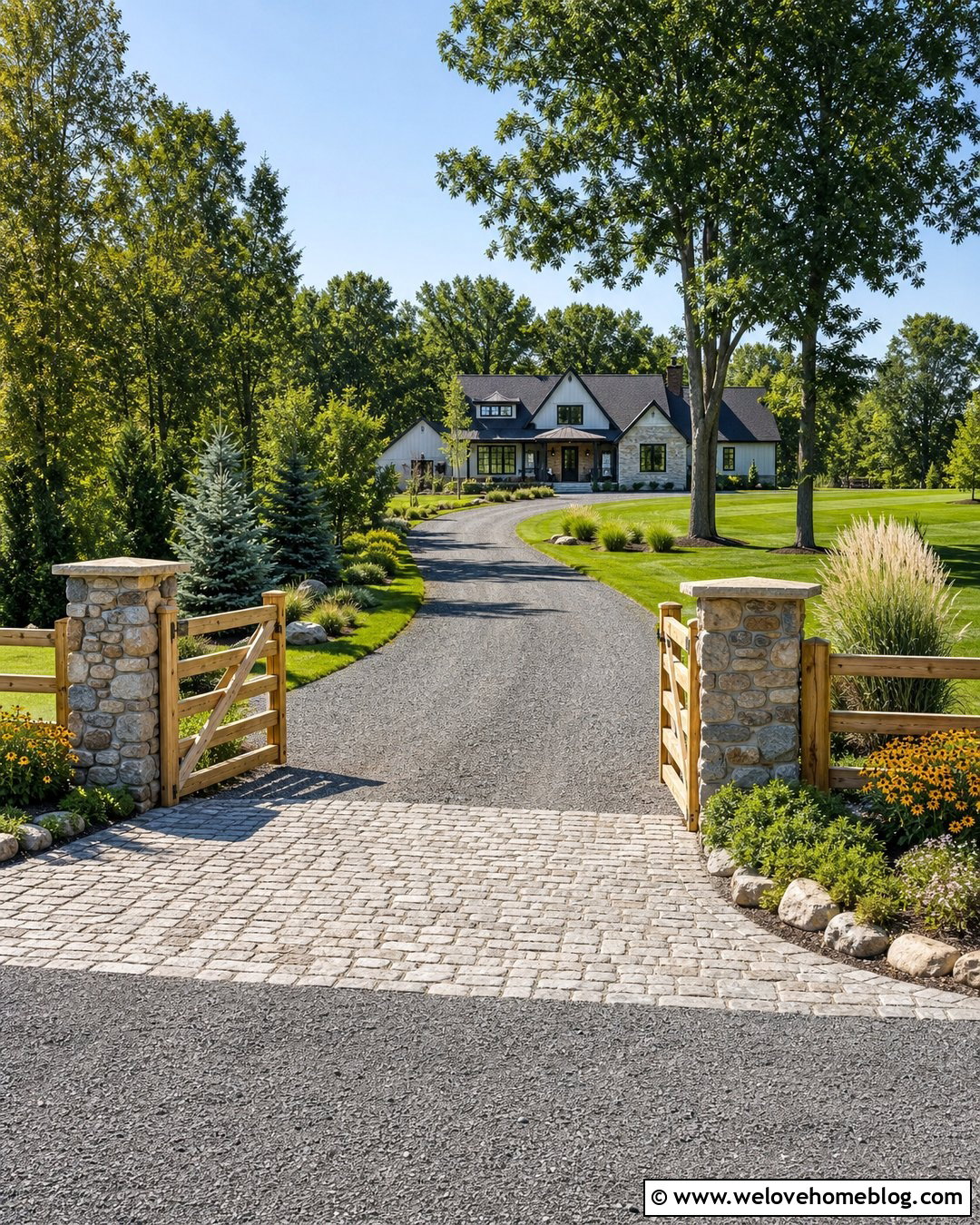 Split Rail Fence Gravel Driveway Entrance - 20 Driveway Entrance Fence Ideas