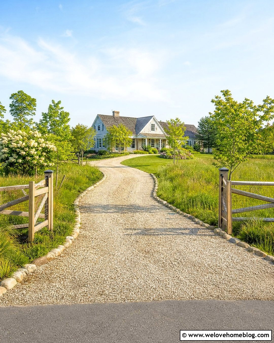 Split Rail Fence With Driveway Gate - 20 Driveway Safety Barrier Ideas