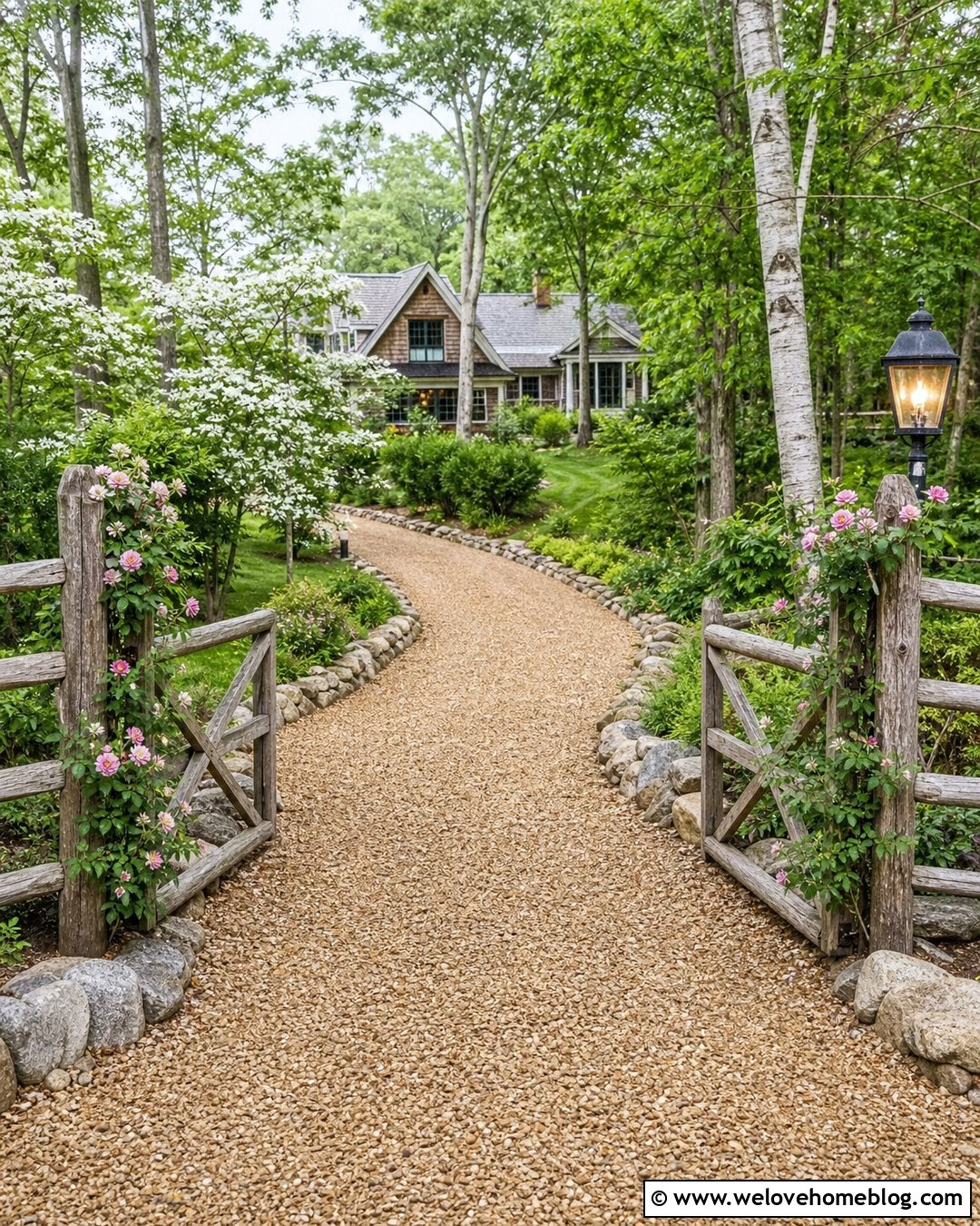 Split Rail Gate With Curved Driveway - 30 farm gates entrance driveways country ideas