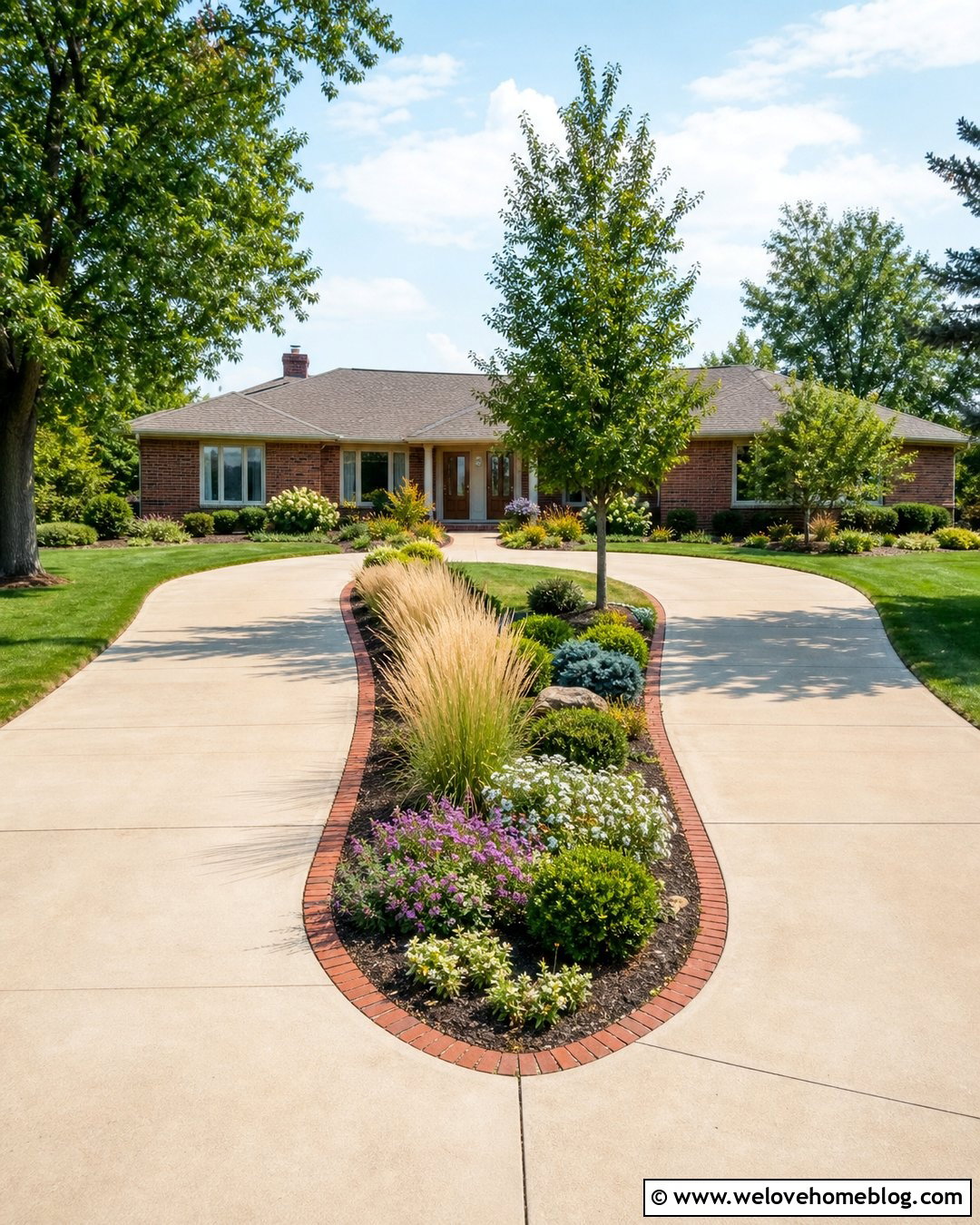 Split Ranch House Driveway With Landscape Median - 20 Ranch House Driveway Ideas