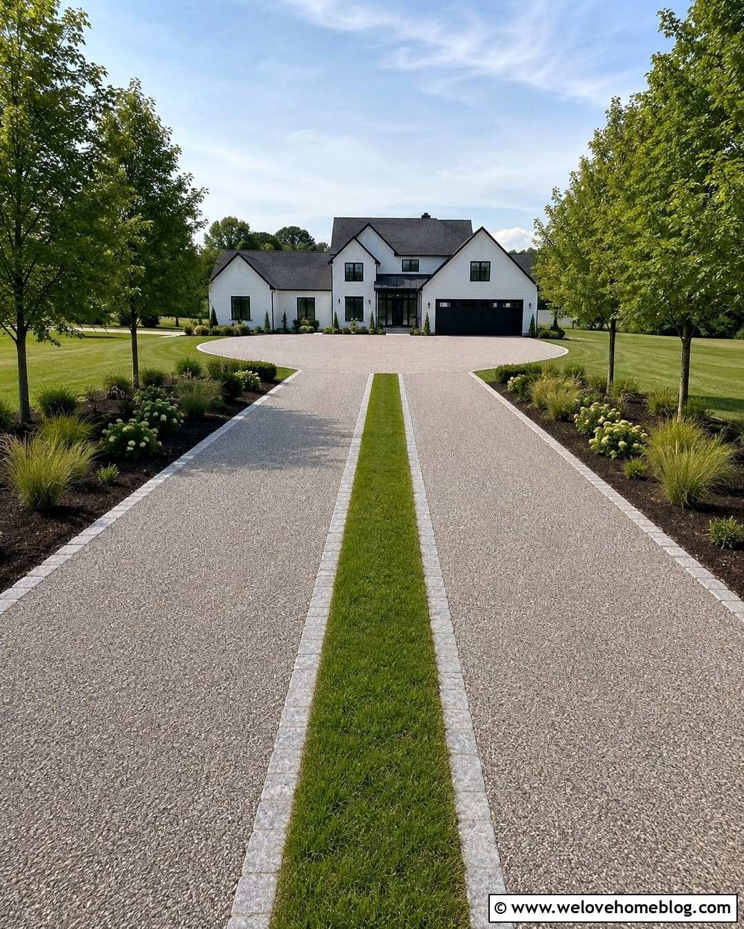 Split Resin Bound Gravel Driveway With Grass Center - 20 Resin Bound Gravel Driveway Ideas