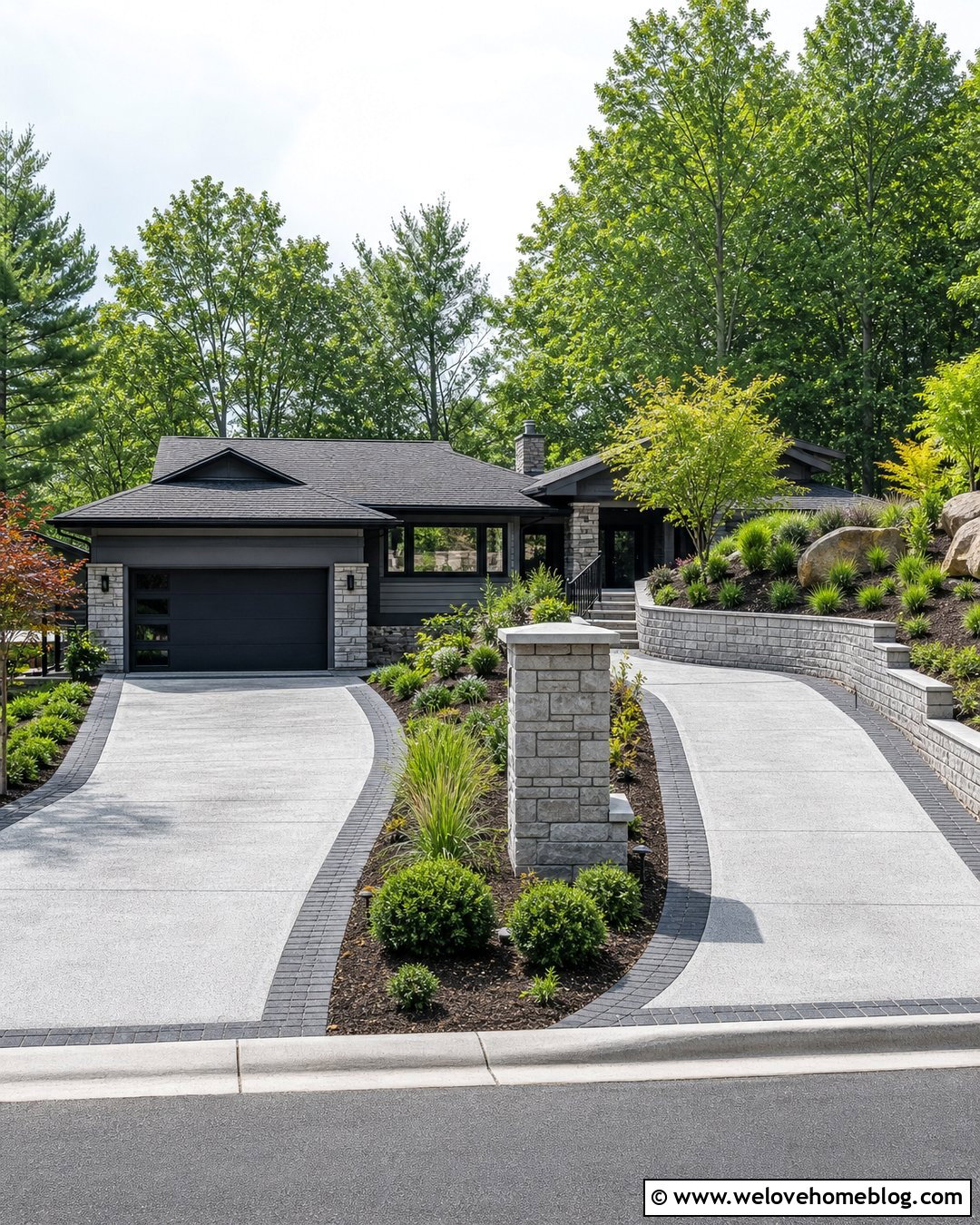 Split Steep Driveway With Separate Garage Lane - 20 steep driveway down to house ideas