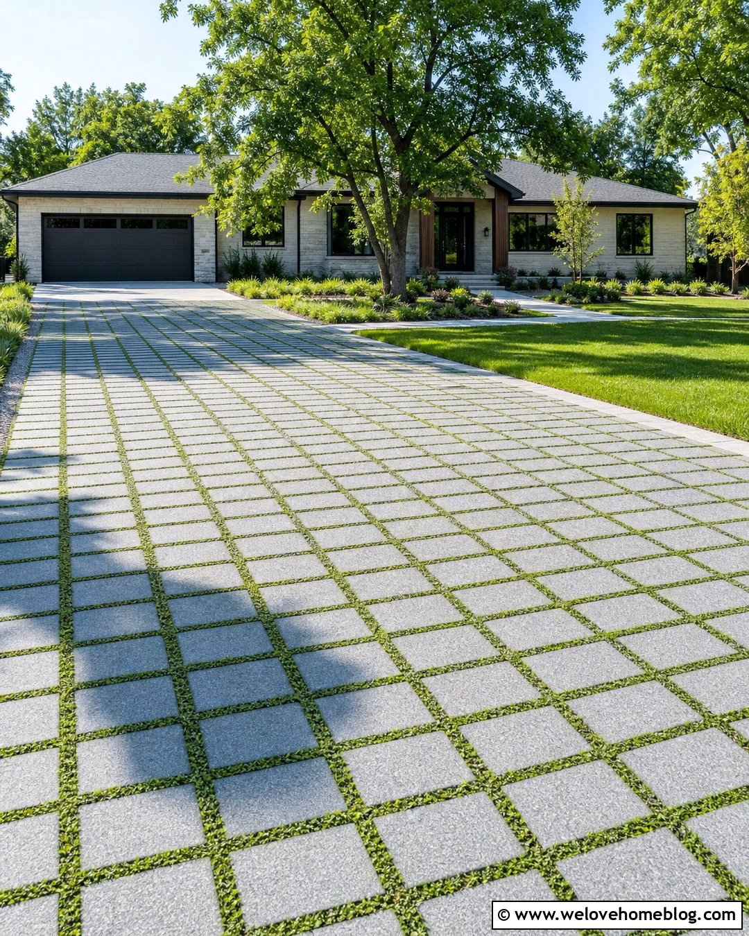 Square Cobblestone Driveway With Grass Joints - 20 Square Cobblestone Driveway Ideas