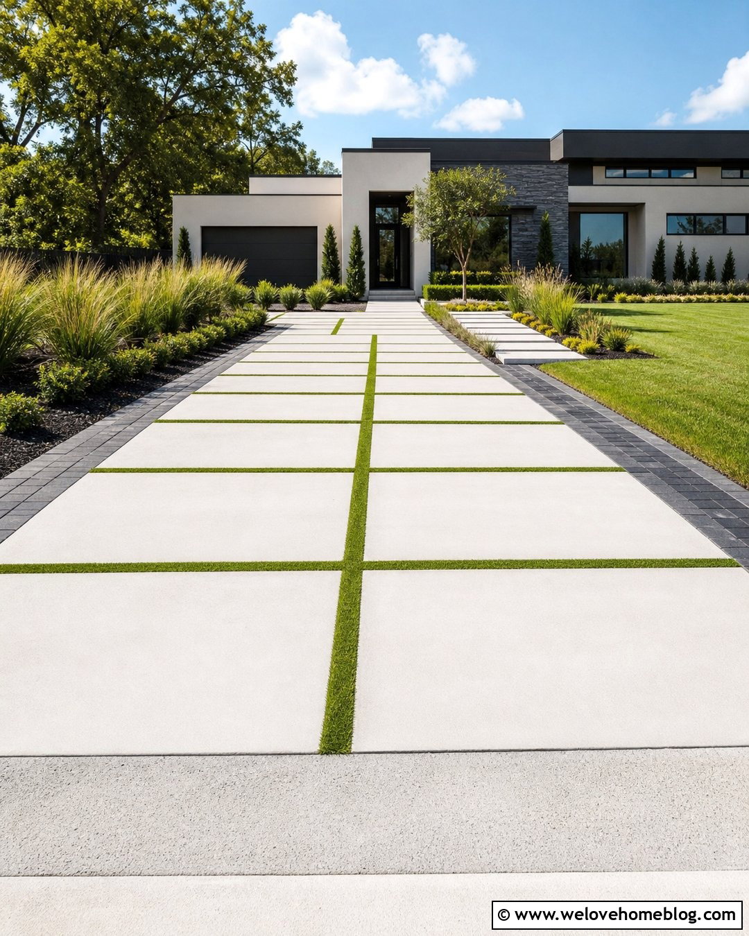 Square Concrete Driveway With Grass Grid - 20 concrete driveway with grass in between ideas