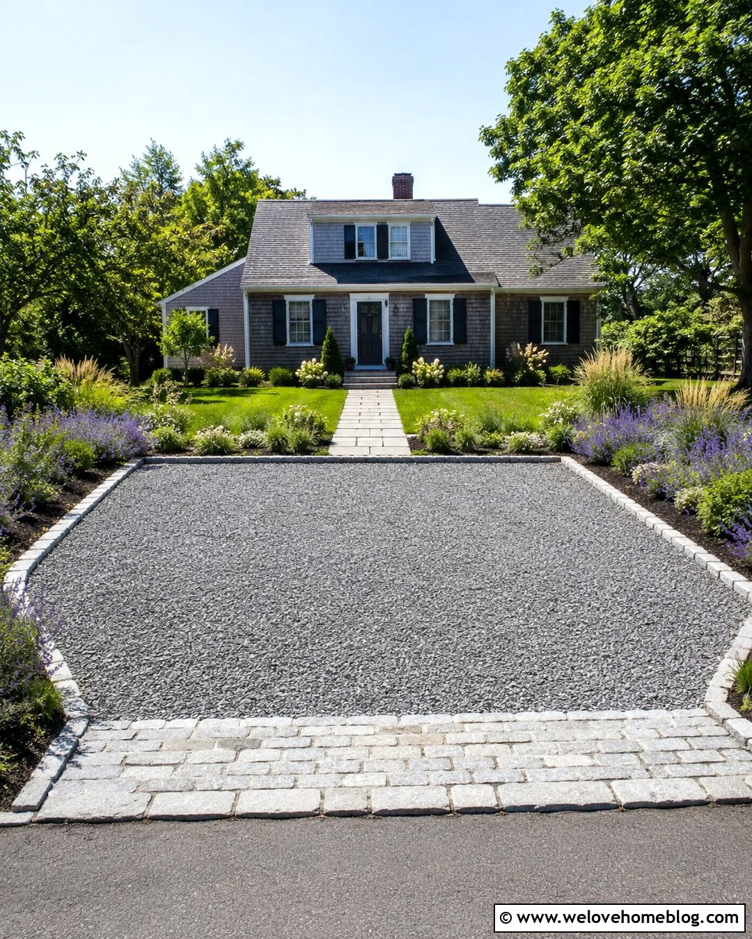 Square Gravel Driveway With Stone Edging