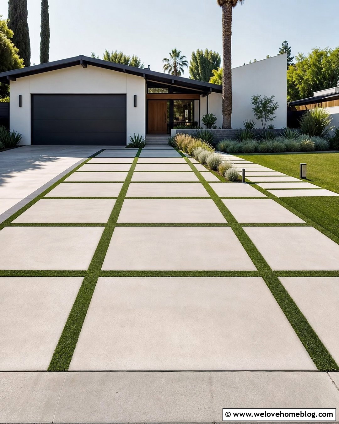 Square Paver Artificial Turf Driveway - 20 Artificial Turf Driveway Ideas