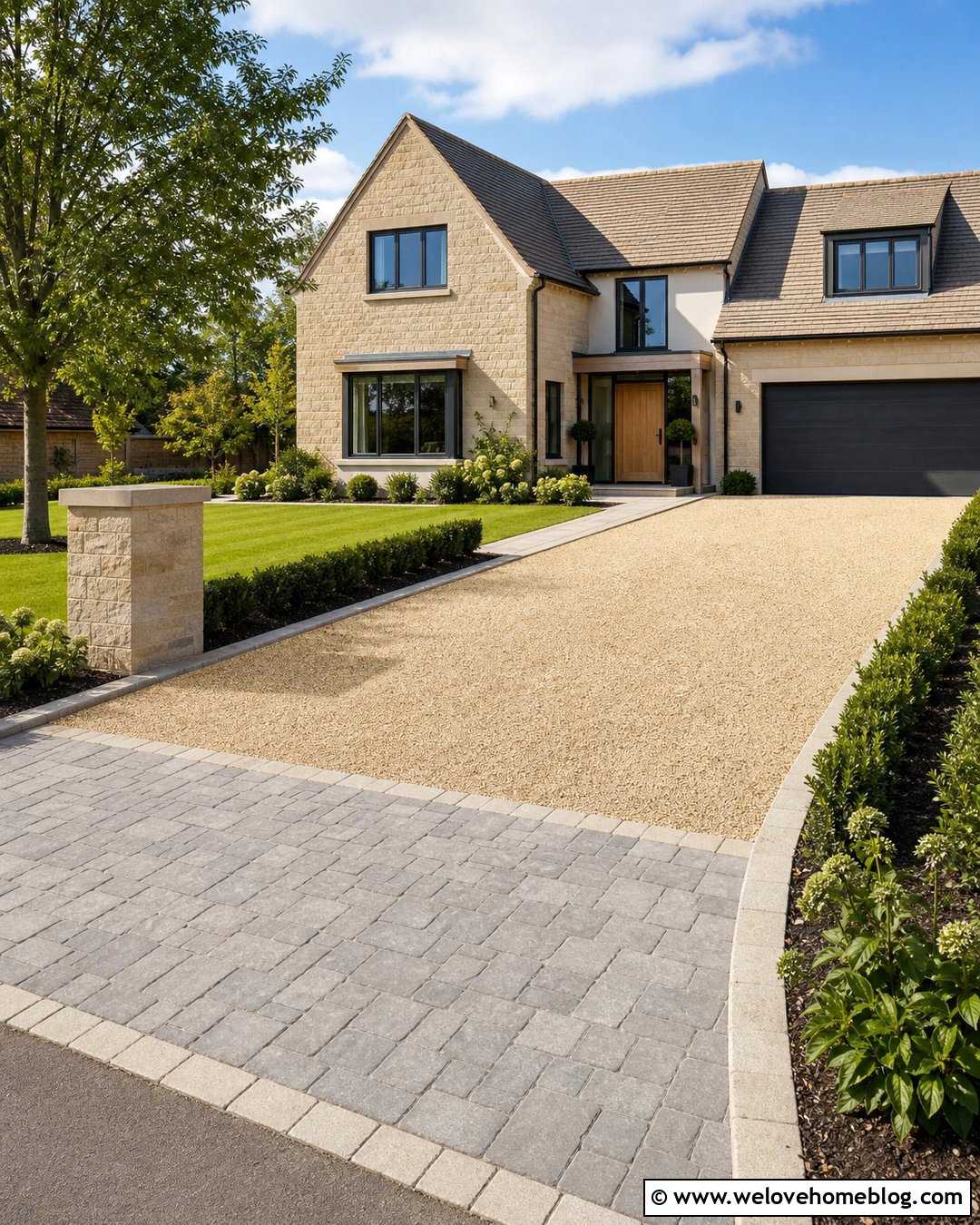 Stabilized Cotswold Gravel Driveway With Paver Apron