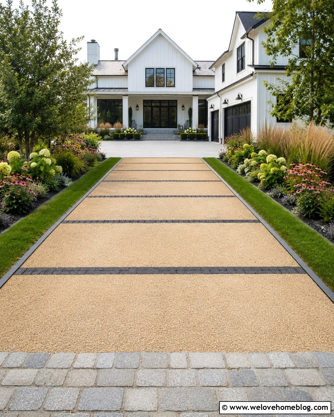 Stabilized Granite Driveway With Paver Bands - 20 Granite Driveway Ideas