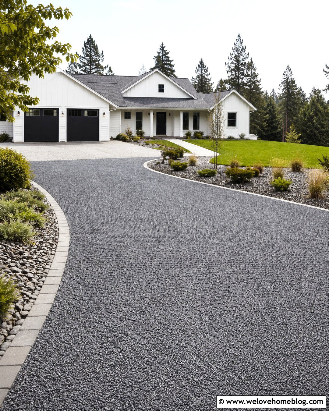 Stabilized Gravel Driveway With Paver Edging - 20 low maintenance driveway ideas