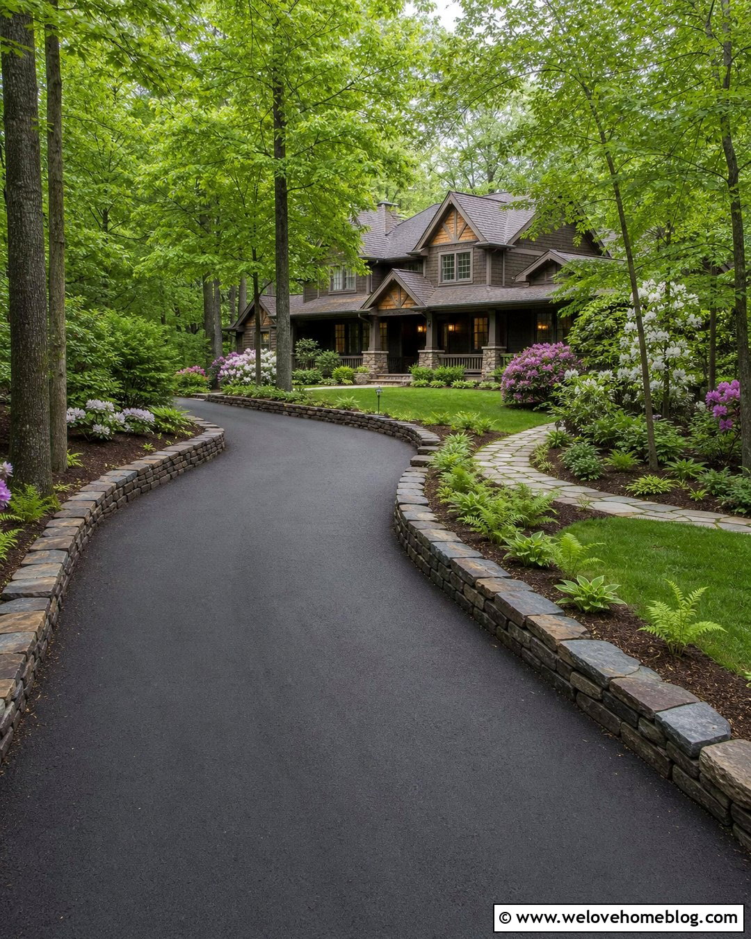 Stacked Flagstone Raised Driveway Edging - 20 Raised Driveway Edging Ideas