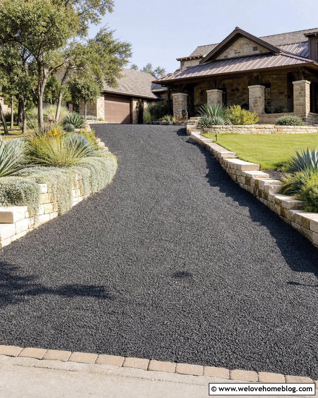 Stacked Stone Driveway Edging - 25 Rock Driveway Edging Ideas