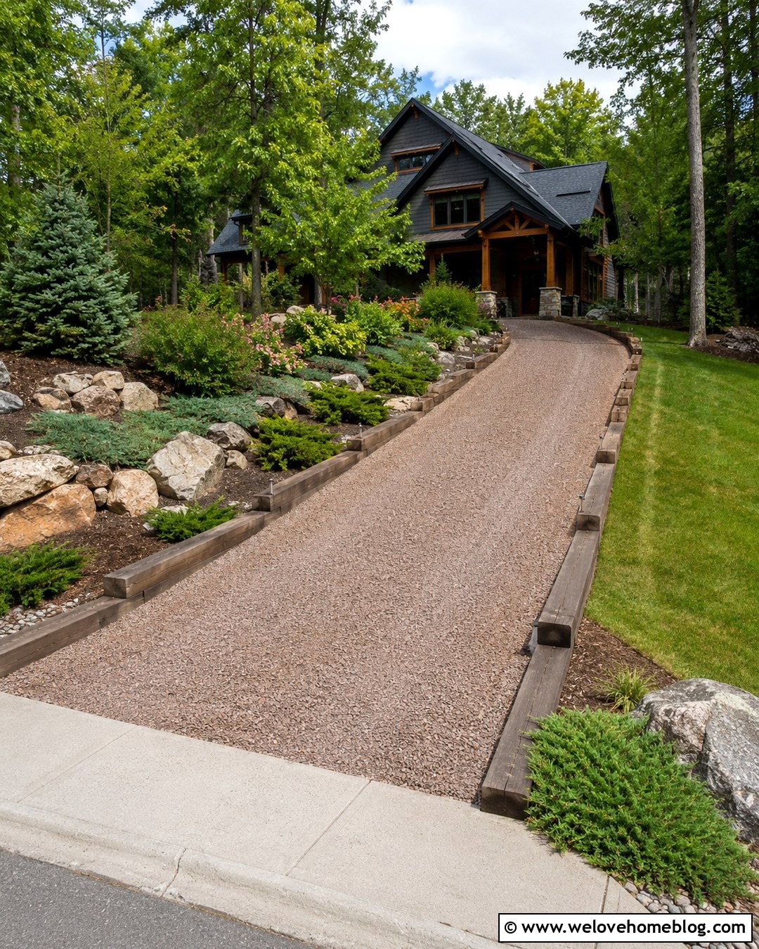 20 Wood Driveway Edging Ideas for Crisp, Natural Borders