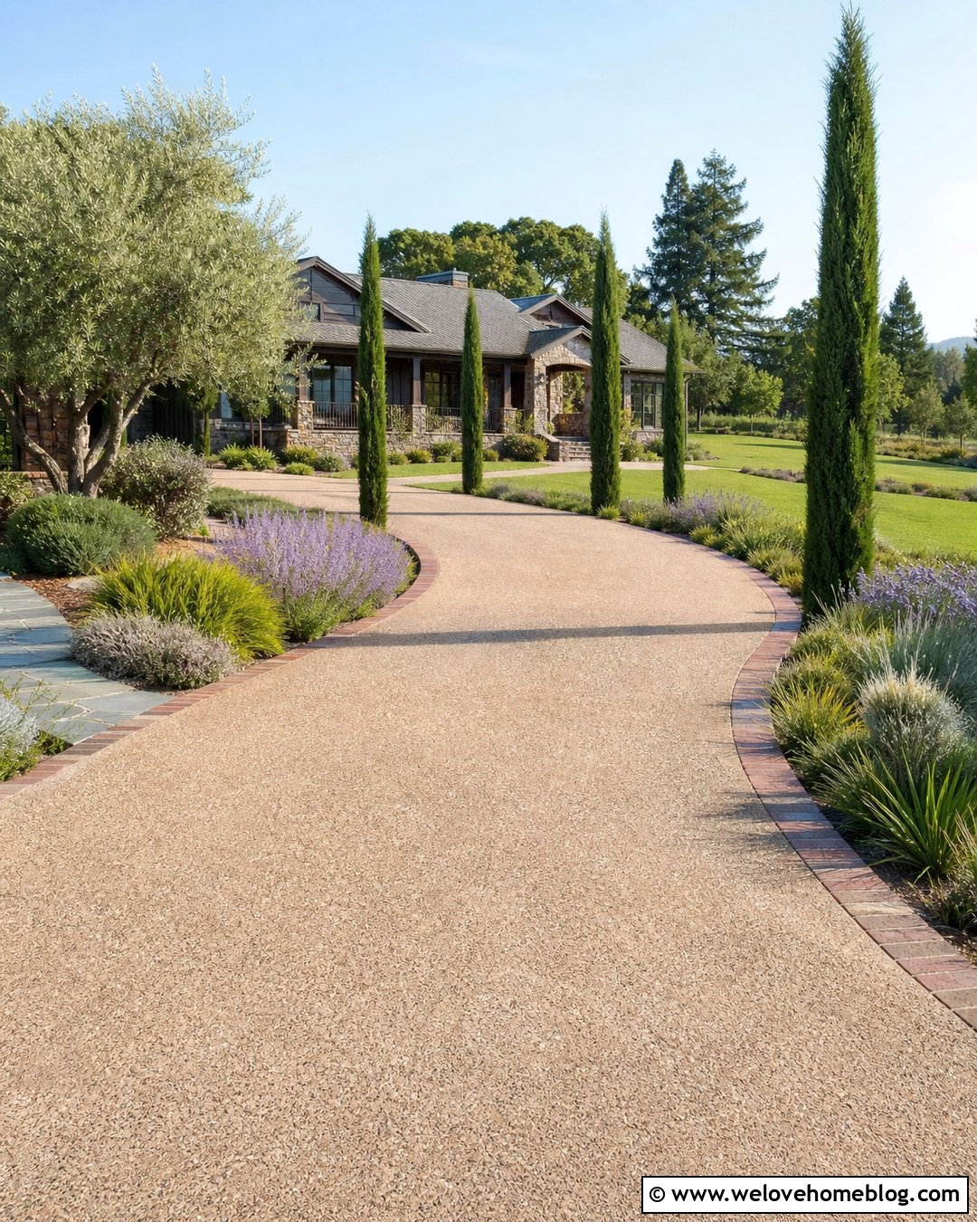 Staggered Cypress Tree Lined Driveway - 20 cypress tree lined driveway ideas