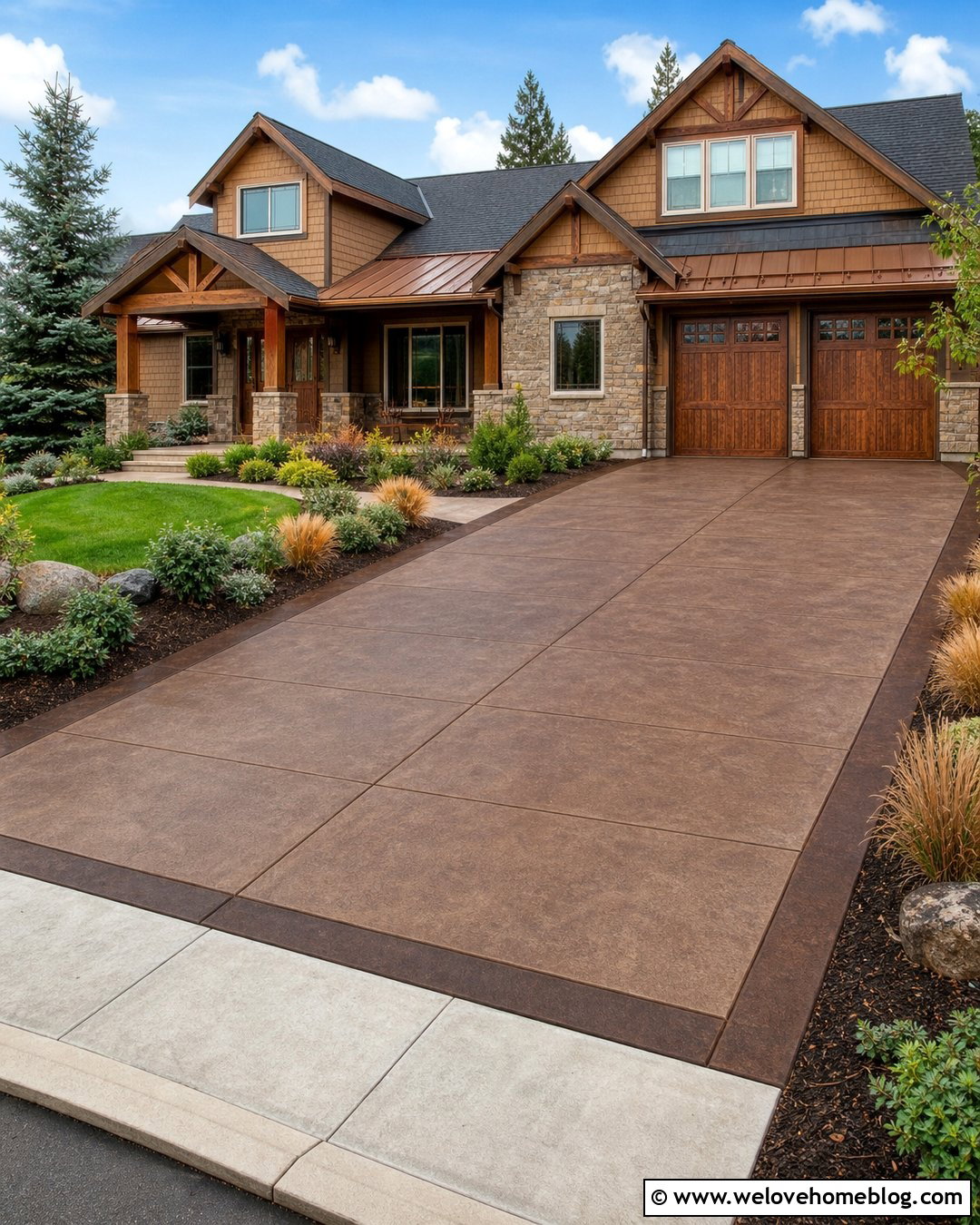 Stained Concrete Driveway - 25 Concrete Driveways Cement Ideas