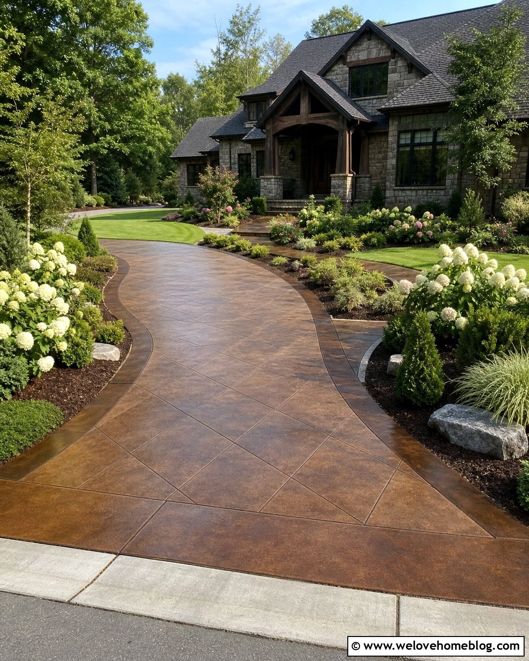 Stained Diamond Pattern Concrete Driveway - 20 Diamond Pattern Concrete Driveway Ideas
