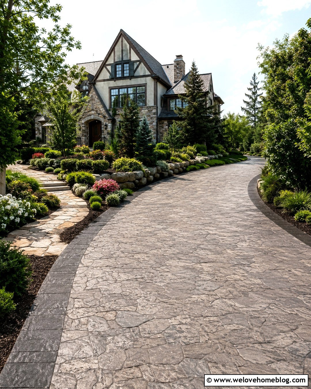 Stamped Asphalt Cobblestone Driveway - 20 Decorative Asphalt Driveway Designs Ideas