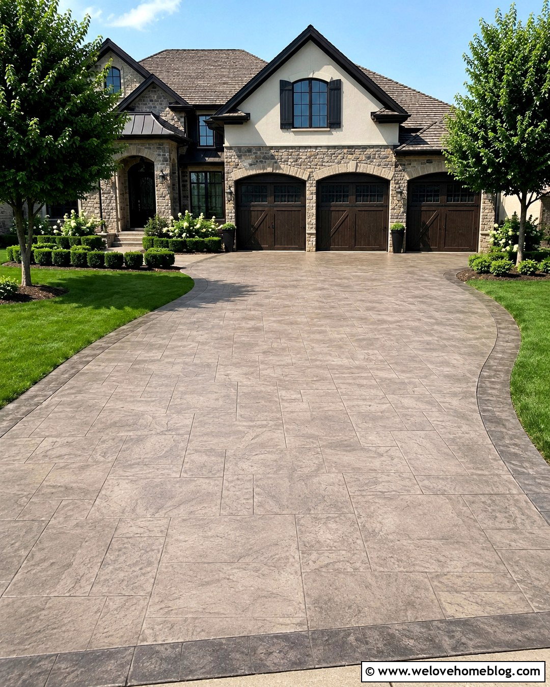 Stamped Concrete Car Driveway - 20 3 Car Driveway Ideas