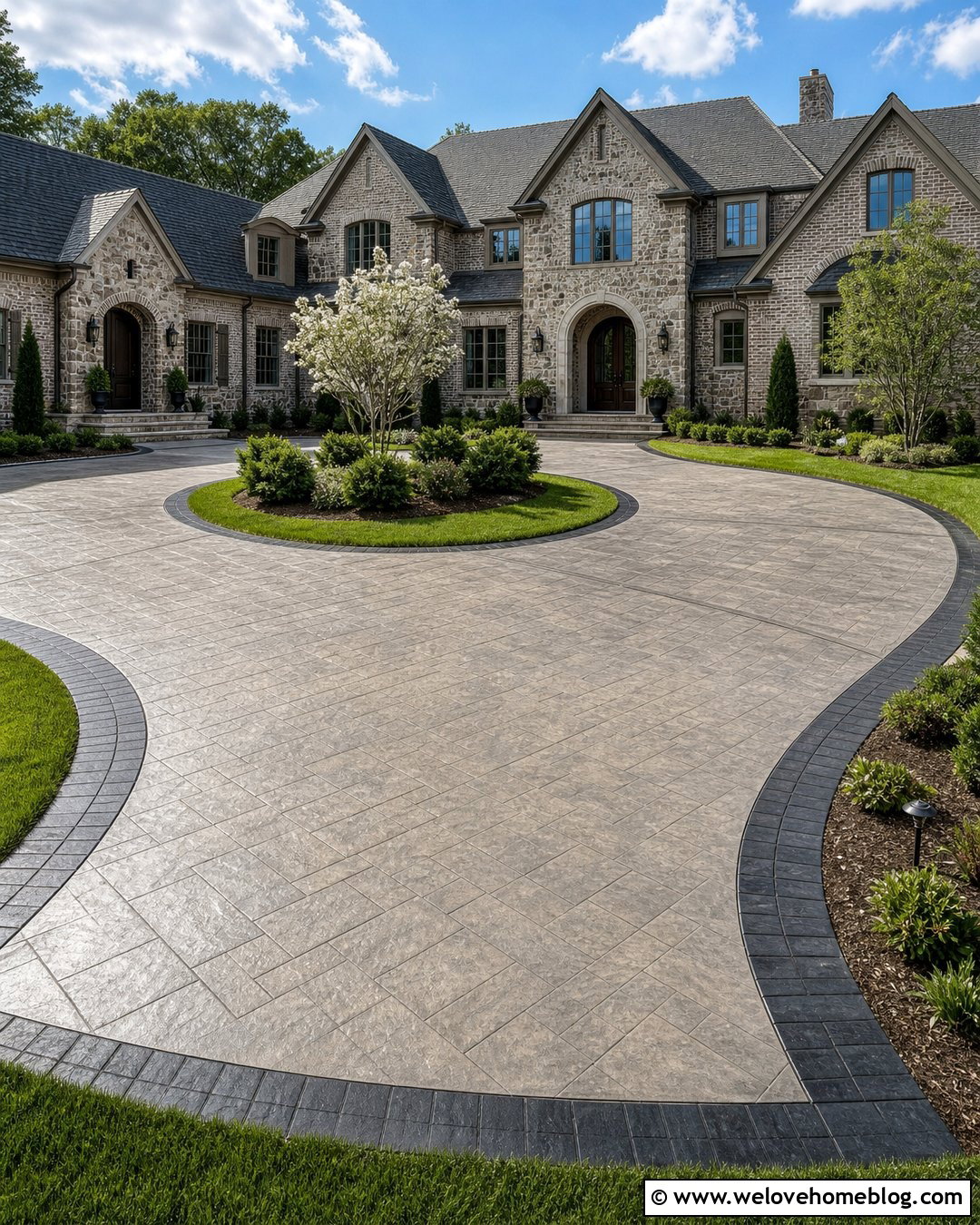 Stamped Concrete Circular Driveway - 45 Circular Driveway Ideas