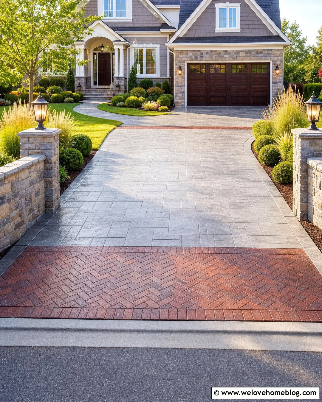 Stamped Concrete Driveway Apron - 35 Stamped Concrete Driveway Ideas