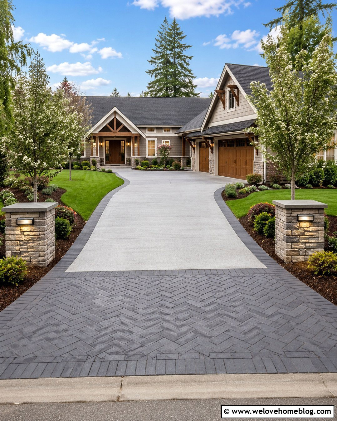 Stamped Concrete Driveway Border With Matching Apron - 20 Stamped Concrete Driveway Border Ideas