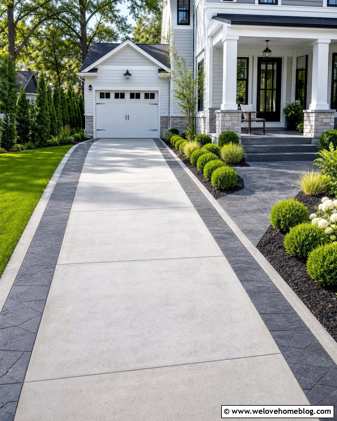 Stamped Concrete Driveway Side Band - 40 widen driveway ideas