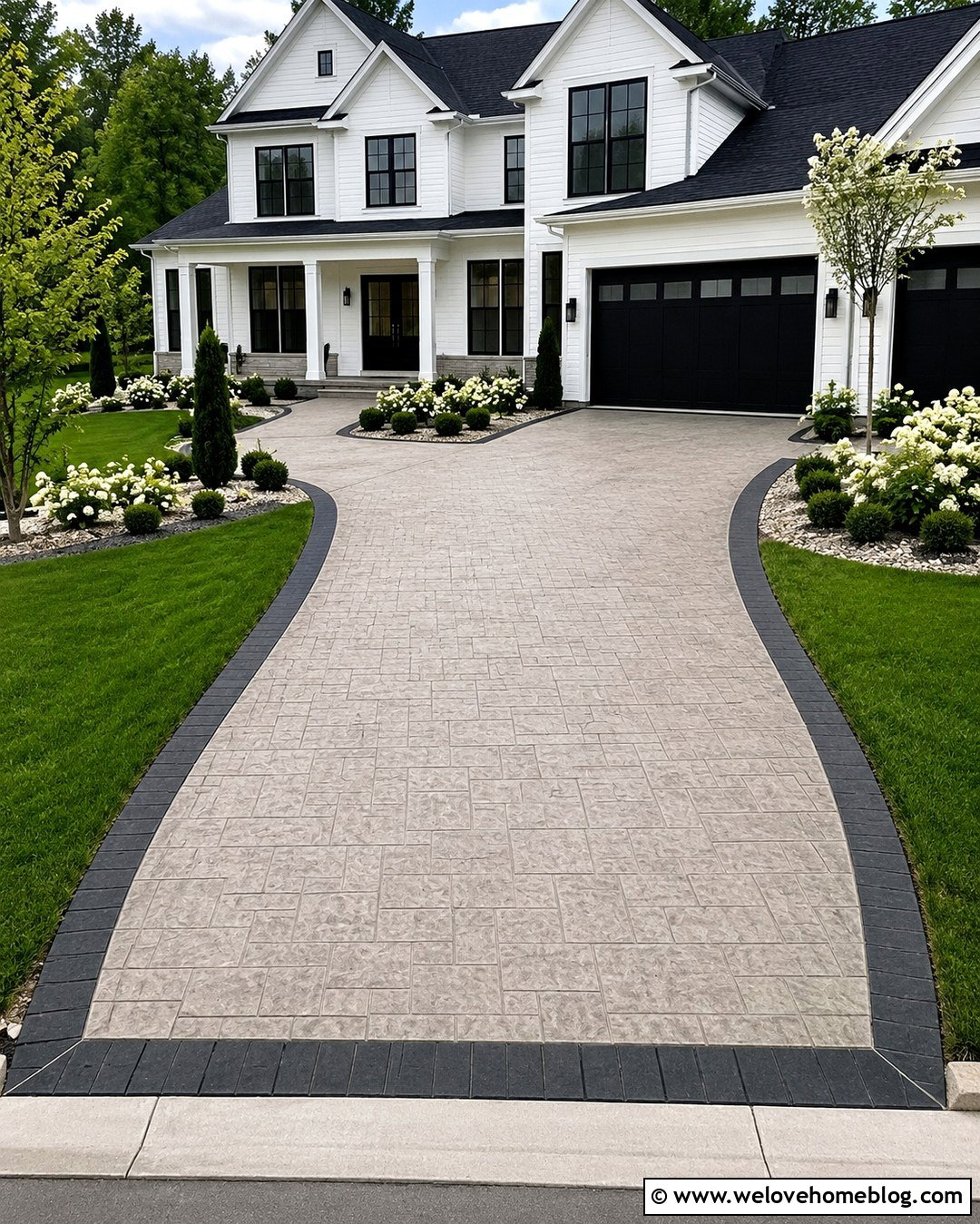Stamped Concrete Driveway With Black Border - 20 modern stamped concrete driveway ideas