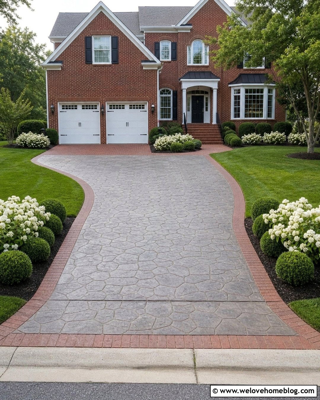 Stamped Concrete Driveway With Brick Border - 35 Stamped Concrete Driveway Ideas
