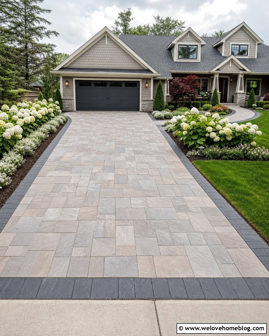 Stamped Concrete Driveway With Paver Border - 20 Picture Of Driveway Ideas
