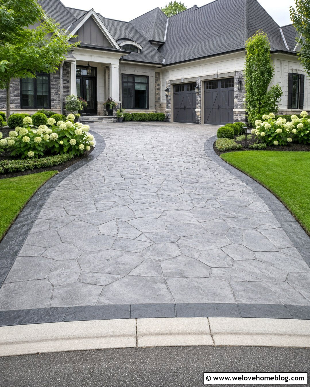 Stamped Concrete Driveway With Slate Pattern - 20 concrete driveways pictures ideas