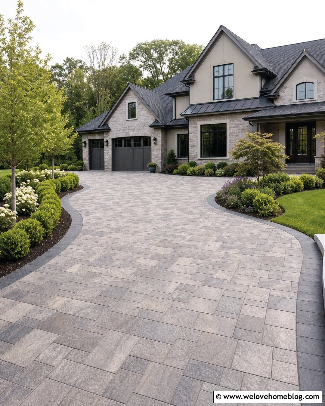 Stamped Concrete Front Driveway - 45 Front Driveway Ideas