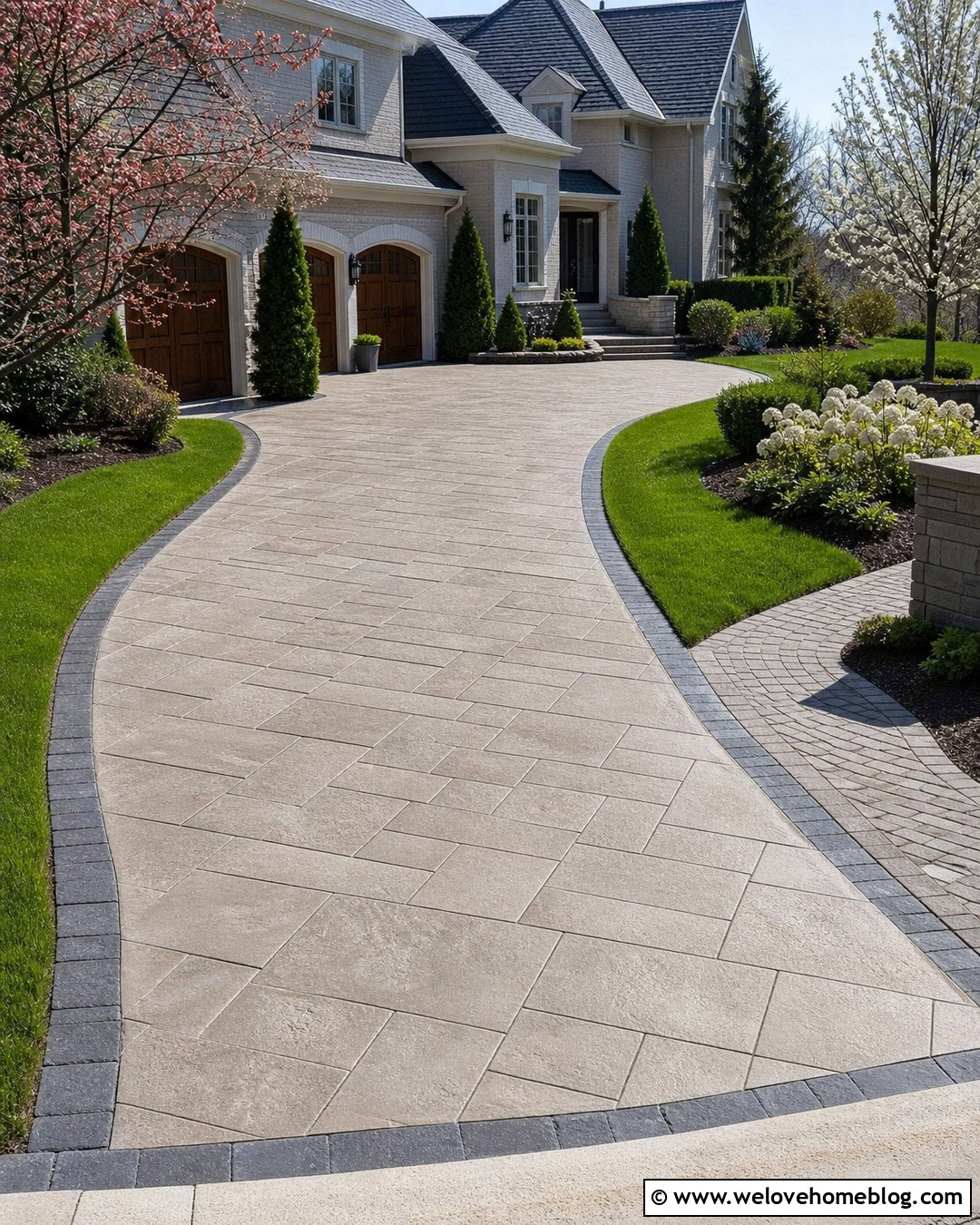 Stamped Concrete Luxury Driveway - 45 Luxury Driveway Ideas