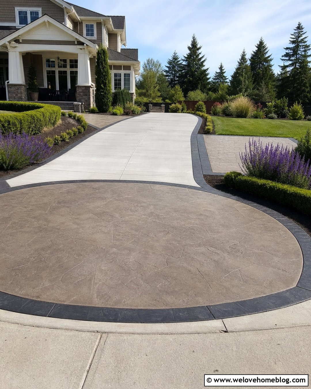 Stamped Concrete Turnaround Pad - 20 Turnaround Driveway Ideas