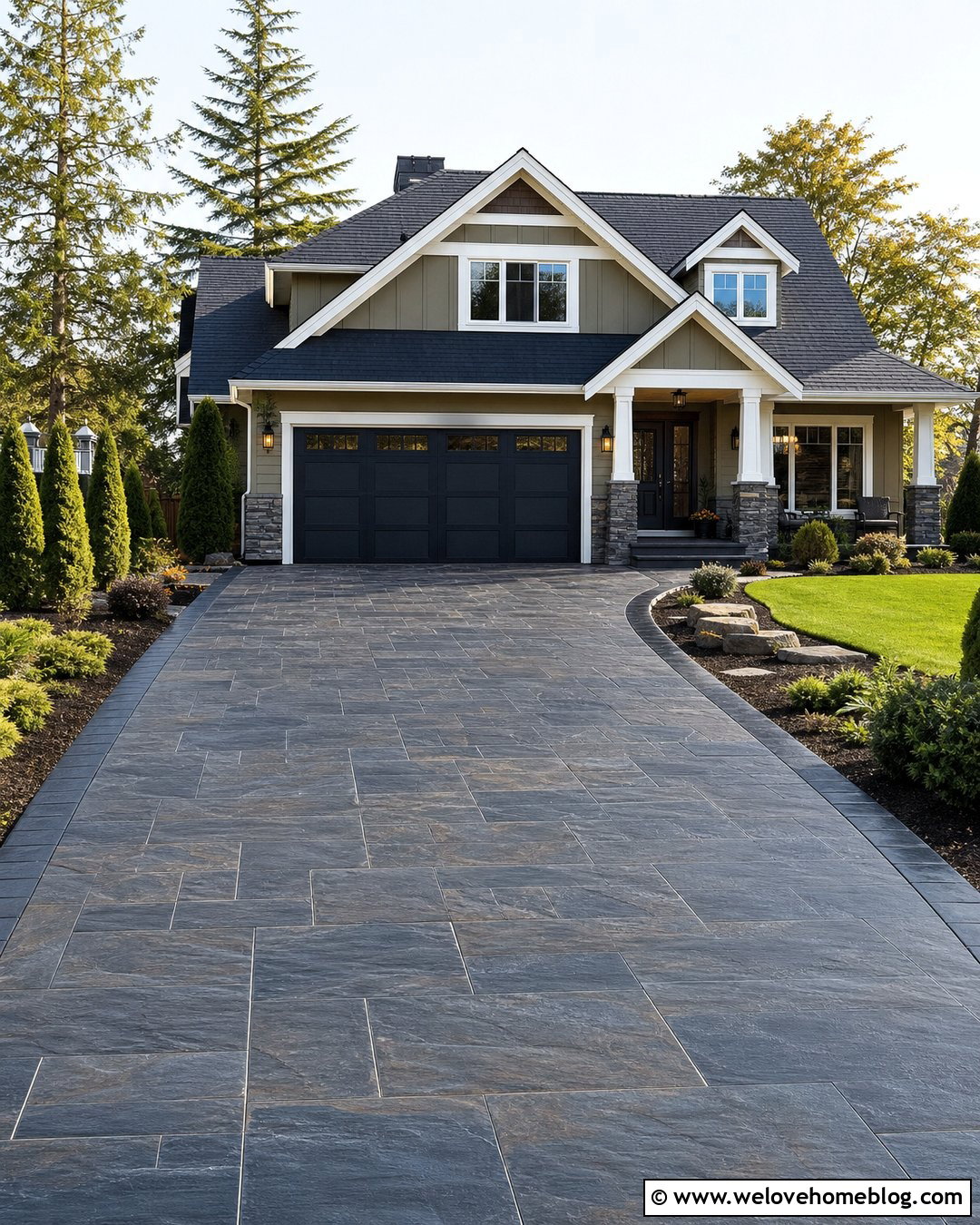 Stamped Slate Driveway Overlay - 20 Driveway Overlay Ideas
