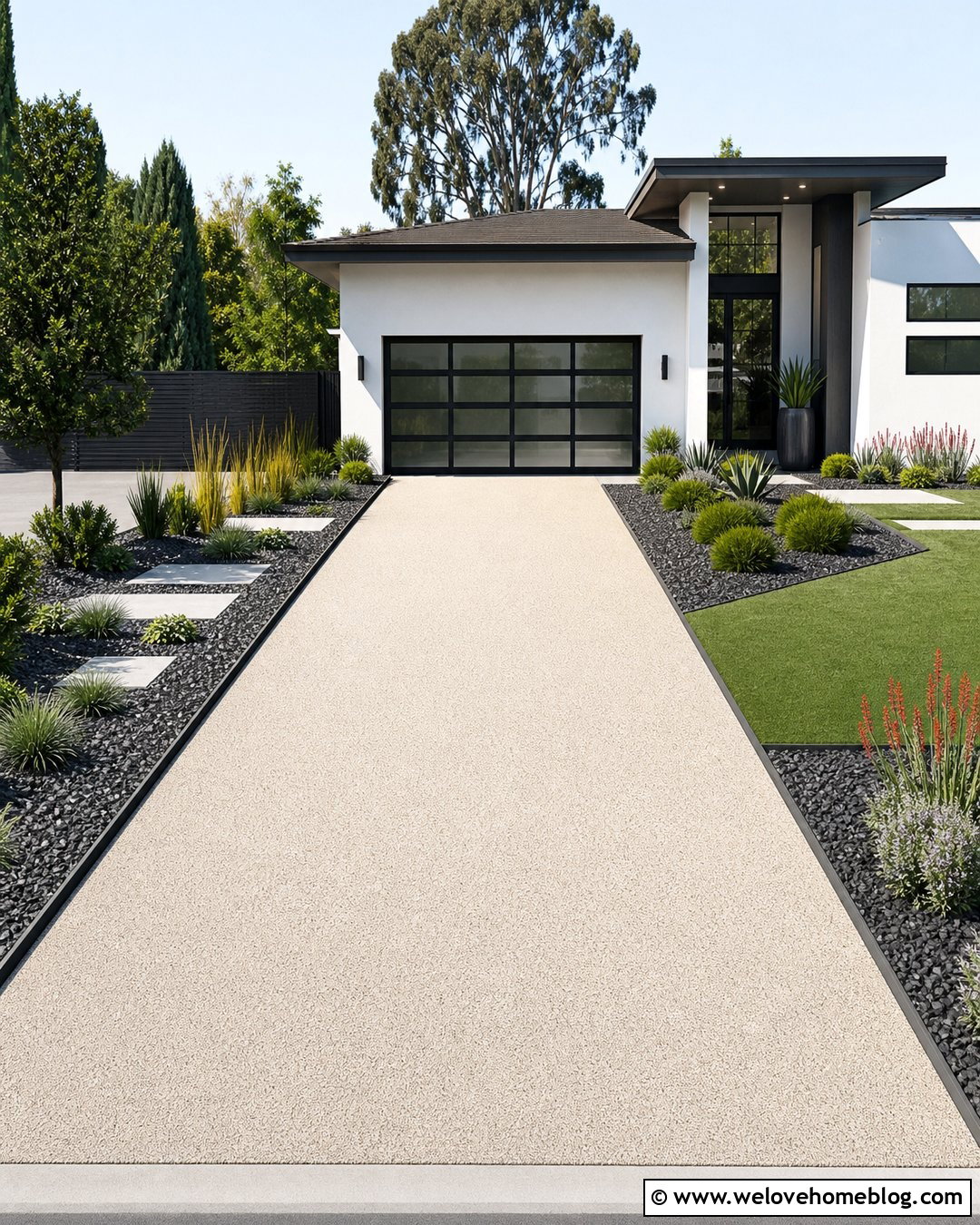Steel Driveway Edging With Modern Landscaping - 30 driveway landscaping edging ideas