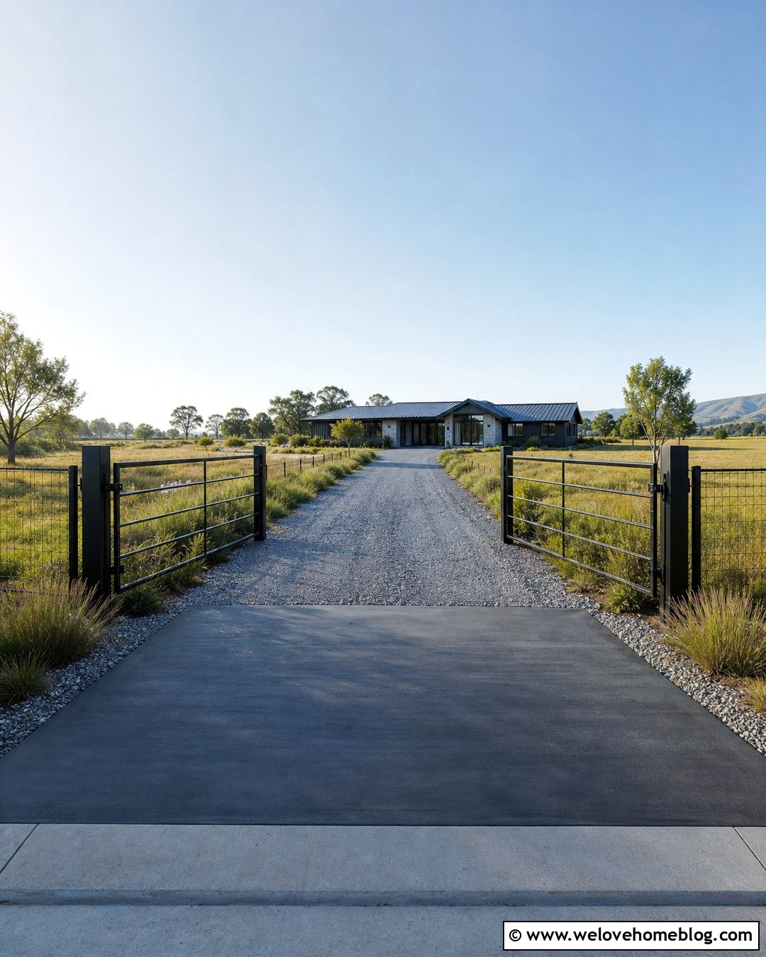 Steel Farm Gate With Concrete Apron - 25 Farm Gates Entrance Driveways Ideas