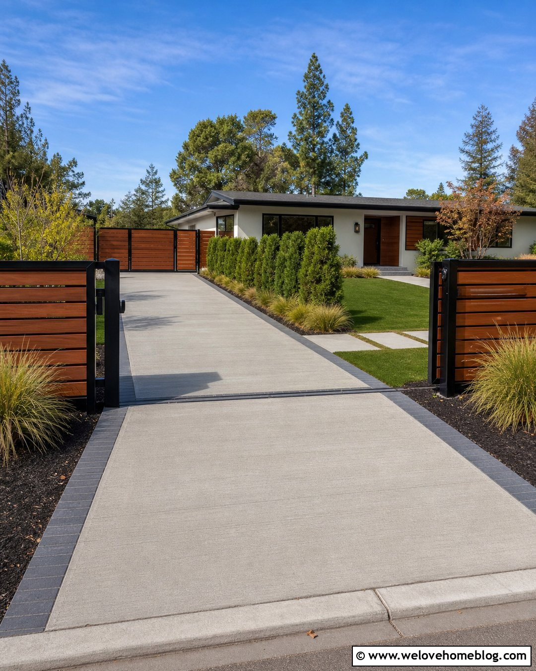 Steel Frame Wood Driveway Gate - 25 Driveway Front Yard Fence Gate Ideas