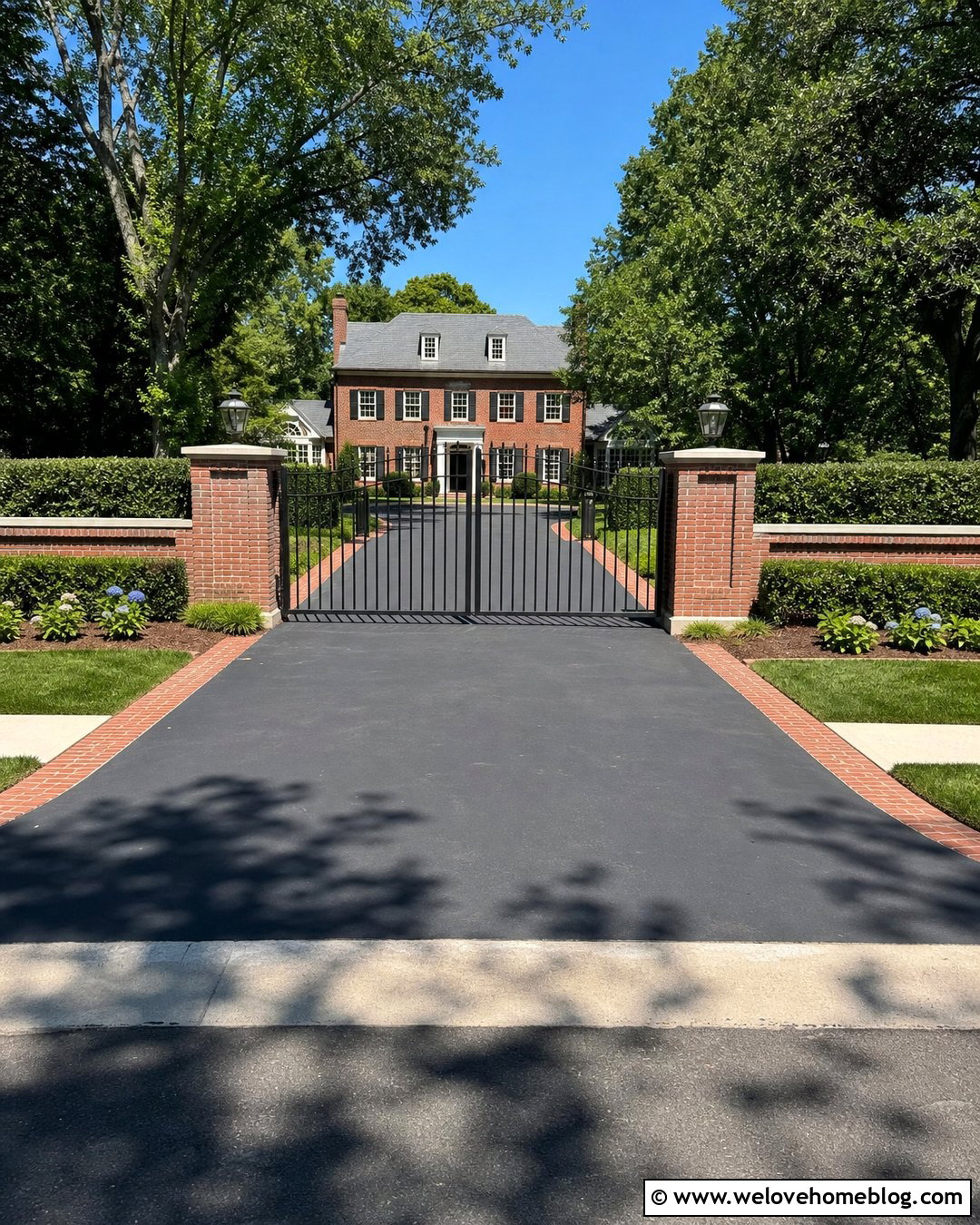 Steel Vertical Driveway Gate With Brick Pillars - 20 Vertical Driveway Gate Ideas