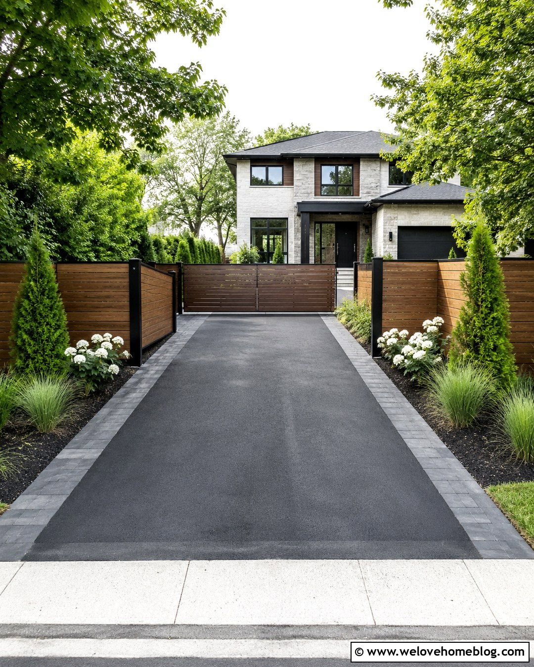 Steel and Cedar Driveway Fencing - 20 Contemporary Driveway Fencing Ideas