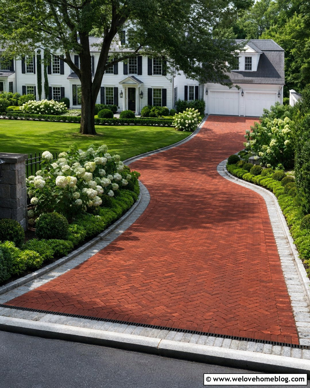 Steep Downhill Brick Driveway With Stone Borders - 20 Steep Downhill Driveway Ideas