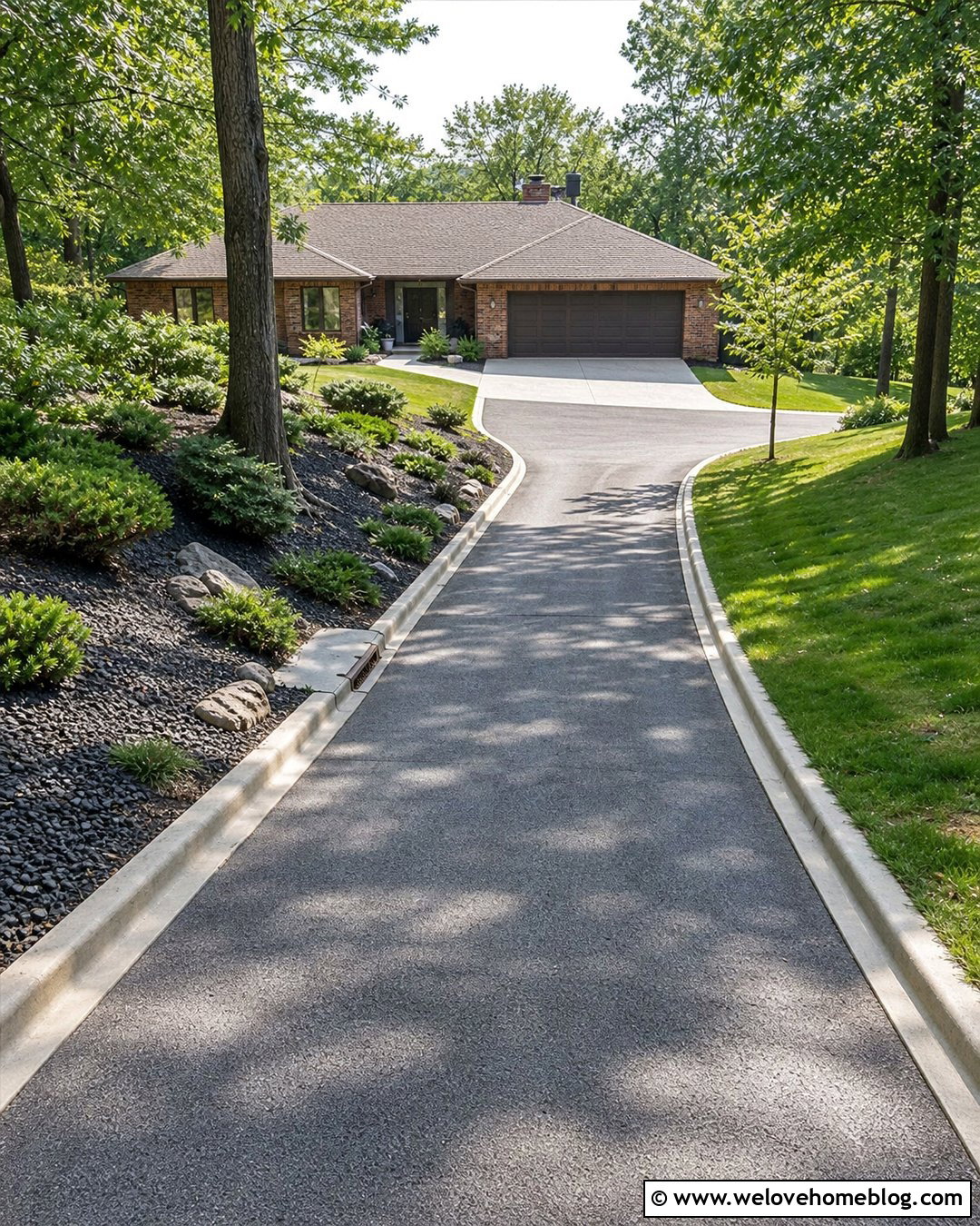 Steep Downhill Driveway With Raised Concrete Curbs - 20 Steep Downhill Driveway Ideas